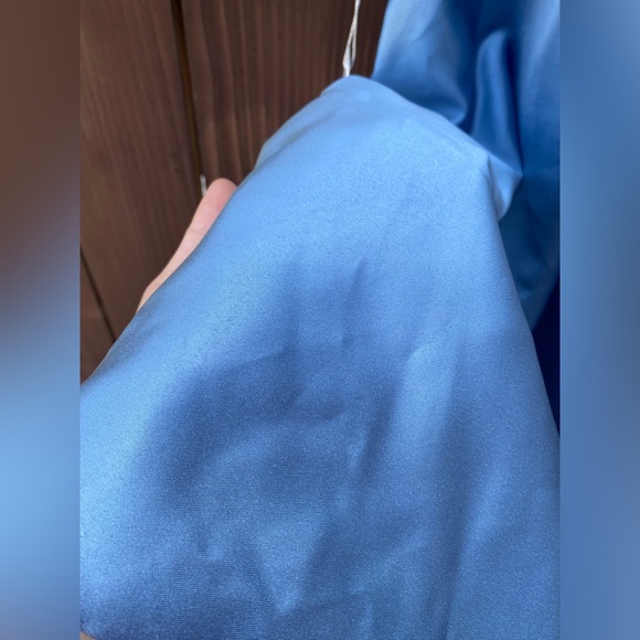 MildApril Spaghetti Straps Satin Bridesmaid Balloon Dress Light Blue size 6 - Picture 3 of 14